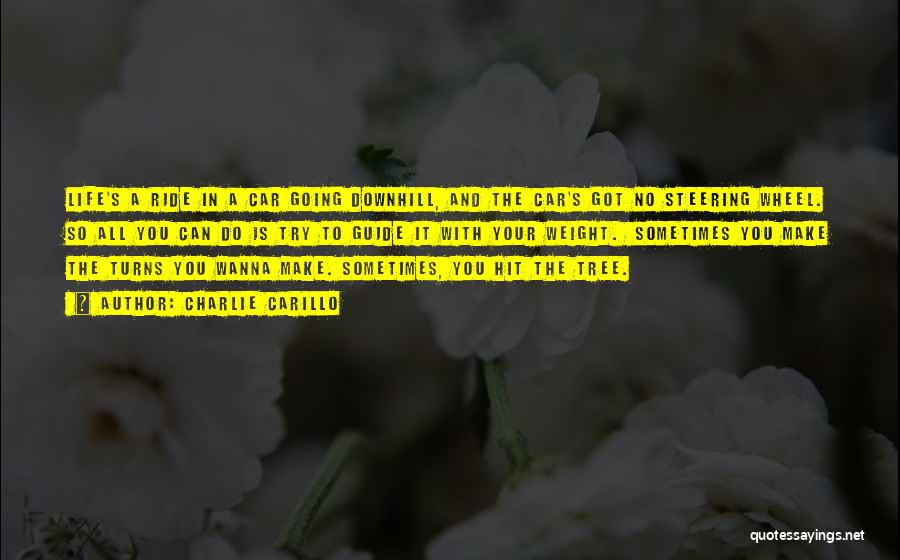 Charlie Carillo Quotes: Life's A Ride In A Car Going Downhill, And The Car's Got No Steering Wheel. So All You Can Do