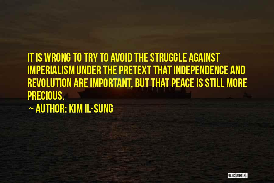 Kim Il-sung Quotes: It Is Wrong To Try To Avoid The Struggle Against Imperialism Under The Pretext That Independence And Revolution Are Important,