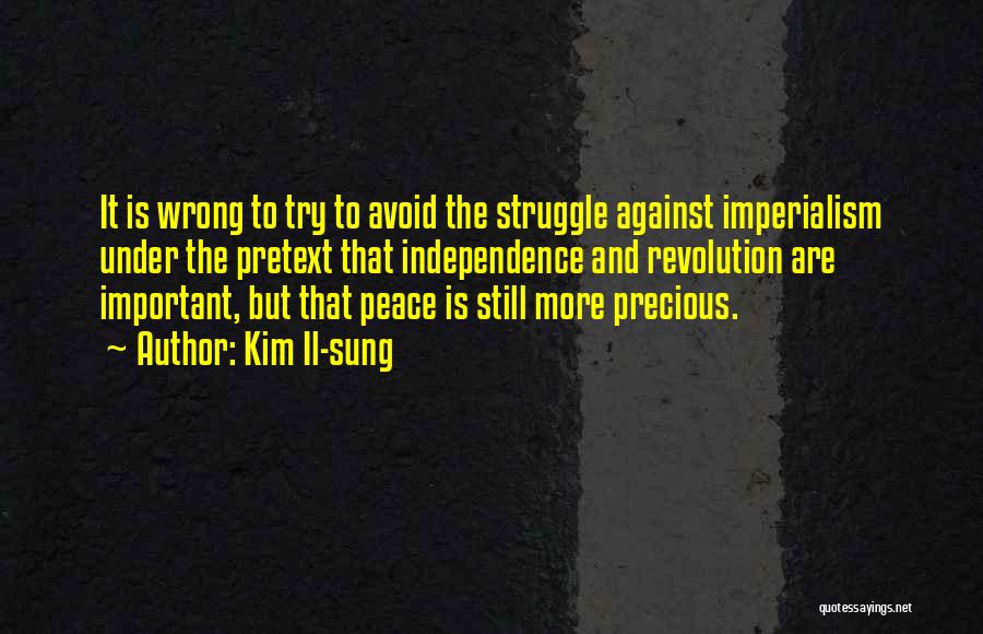 Kim Il-sung Quotes: It Is Wrong To Try To Avoid The Struggle Against Imperialism Under The Pretext That Independence And Revolution Are Important,