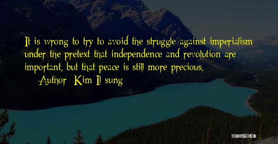 Kim Il-sung Quotes: It Is Wrong To Try To Avoid The Struggle Against Imperialism Under The Pretext That Independence And Revolution Are Important,