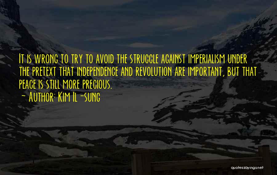 Kim Il-sung Quotes: It Is Wrong To Try To Avoid The Struggle Against Imperialism Under The Pretext That Independence And Revolution Are Important,