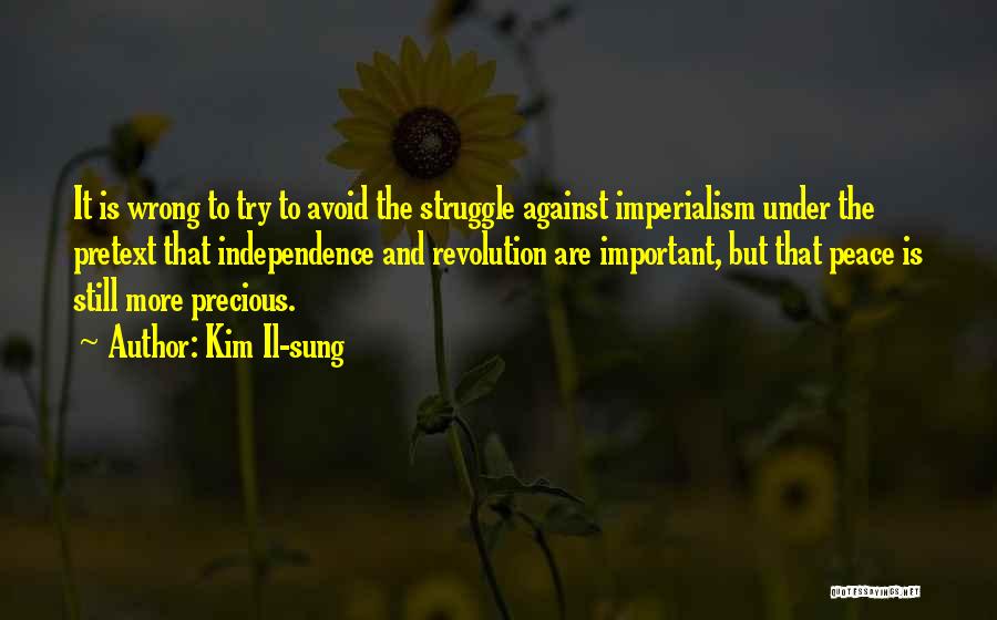 Kim Il-sung Quotes: It Is Wrong To Try To Avoid The Struggle Against Imperialism Under The Pretext That Independence And Revolution Are Important,