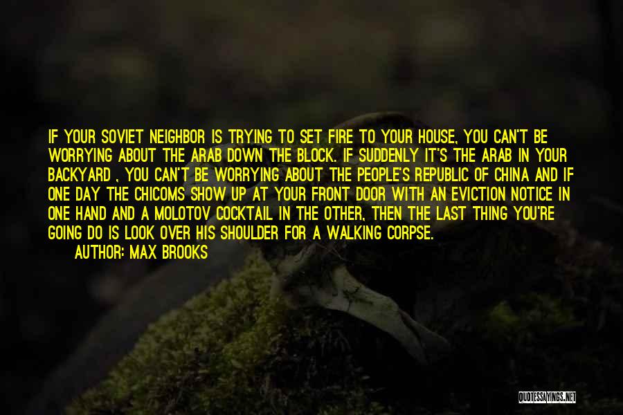 Max Brooks Quotes: If Your Soviet Neighbor Is Trying To Set Fire To Your House, You Can't Be Worrying About The Arab Down