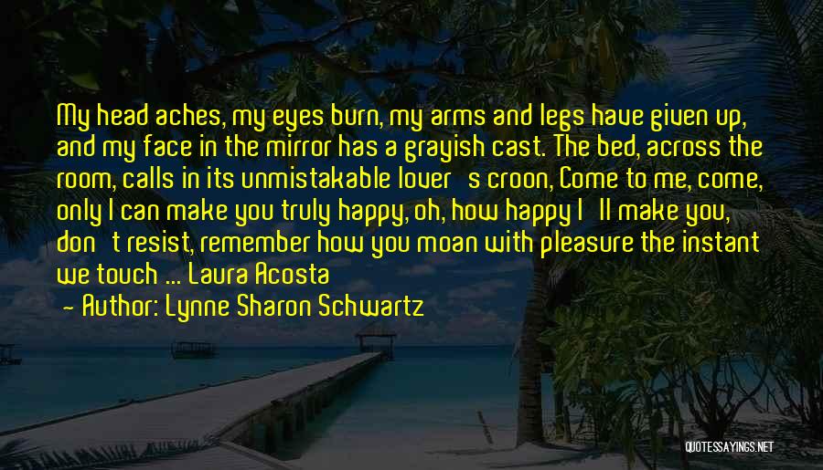 Lynne Sharon Schwartz Quotes: My Head Aches, My Eyes Burn, My Arms And Legs Have Given Up, And My Face In The Mirror Has