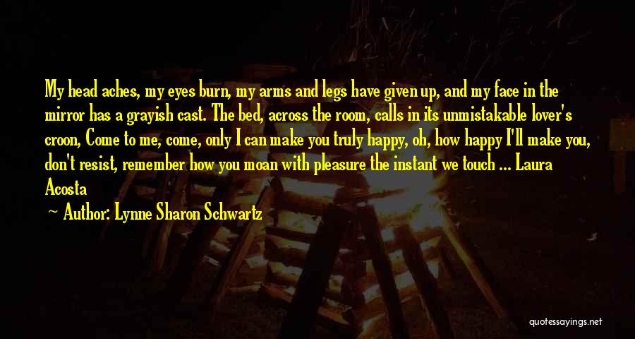 Lynne Sharon Schwartz Quotes: My Head Aches, My Eyes Burn, My Arms And Legs Have Given Up, And My Face In The Mirror Has