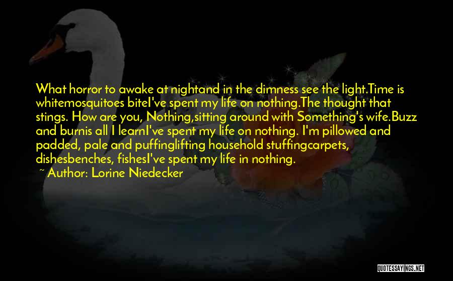 Lorine Niedecker Quotes: What Horror To Awake At Nightand In The Dimness See The Light.time Is Whitemosquitoes Bitei've Spent My Life On Nothing.the