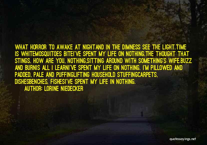 Lorine Niedecker Quotes: What Horror To Awake At Nightand In The Dimness See The Light.time Is Whitemosquitoes Bitei've Spent My Life On Nothing.the