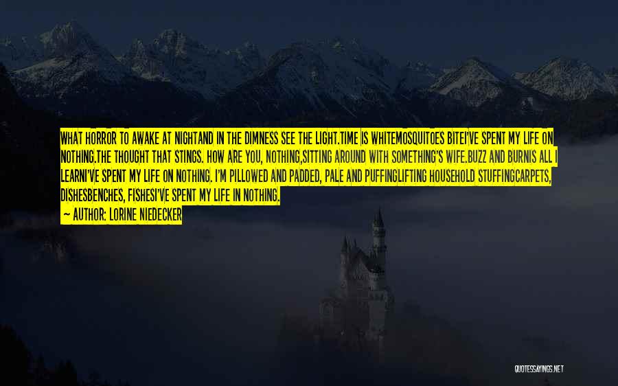 Lorine Niedecker Quotes: What Horror To Awake At Nightand In The Dimness See The Light.time Is Whitemosquitoes Bitei've Spent My Life On Nothing.the