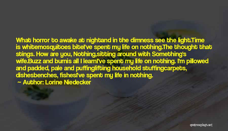 Lorine Niedecker Quotes: What Horror To Awake At Nightand In The Dimness See The Light.time Is Whitemosquitoes Bitei've Spent My Life On Nothing.the