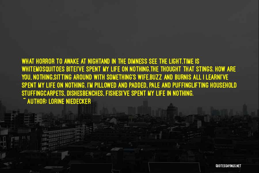 Lorine Niedecker Quotes: What Horror To Awake At Nightand In The Dimness See The Light.time Is Whitemosquitoes Bitei've Spent My Life On Nothing.the