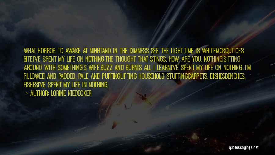 Lorine Niedecker Quotes: What Horror To Awake At Nightand In The Dimness See The Light.time Is Whitemosquitoes Bitei've Spent My Life On Nothing.the