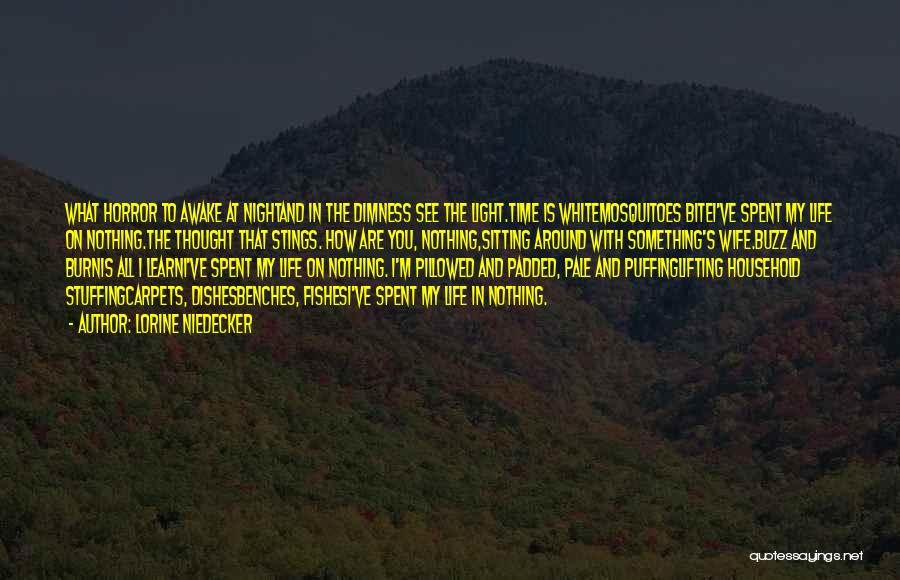 Lorine Niedecker Quotes: What Horror To Awake At Nightand In The Dimness See The Light.time Is Whitemosquitoes Bitei've Spent My Life On Nothing.the
