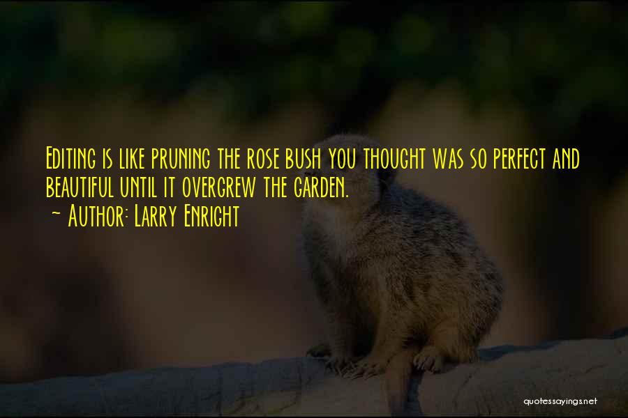 Larry Enright Quotes: Editing Is Like Pruning The Rose Bush You Thought Was So Perfect And Beautiful Until It Overgrew The Garden.