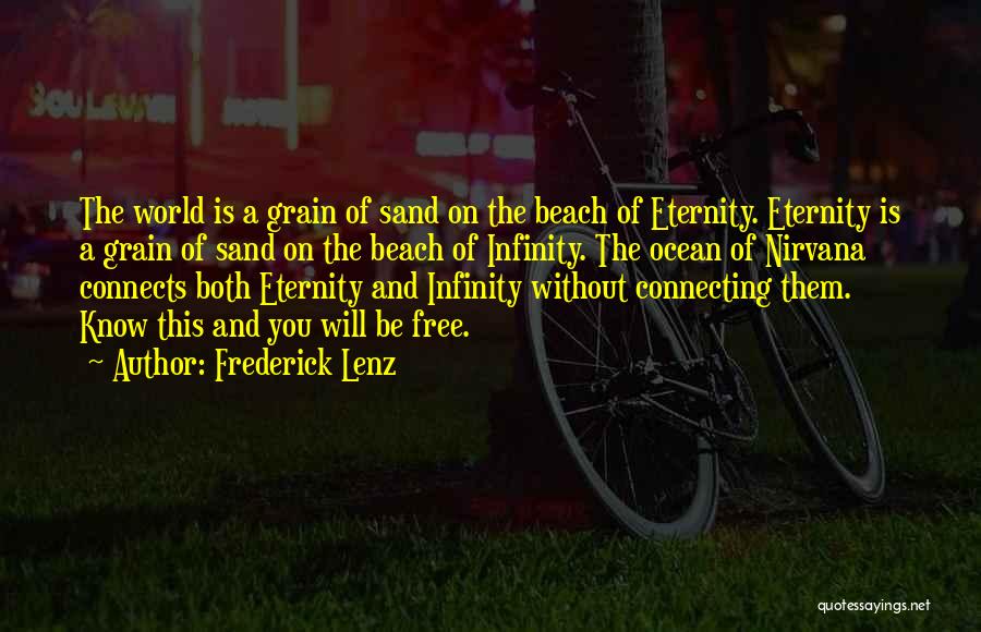 Frederick Lenz Quotes: The World Is A Grain Of Sand On The Beach Of Eternity. Eternity Is A Grain Of Sand On The