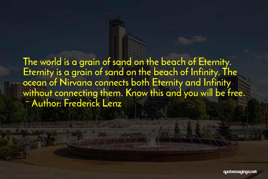 Frederick Lenz Quotes: The World Is A Grain Of Sand On The Beach Of Eternity. Eternity Is A Grain Of Sand On The