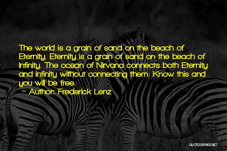 Frederick Lenz Quotes: The World Is A Grain Of Sand On The Beach Of Eternity. Eternity Is A Grain Of Sand On The