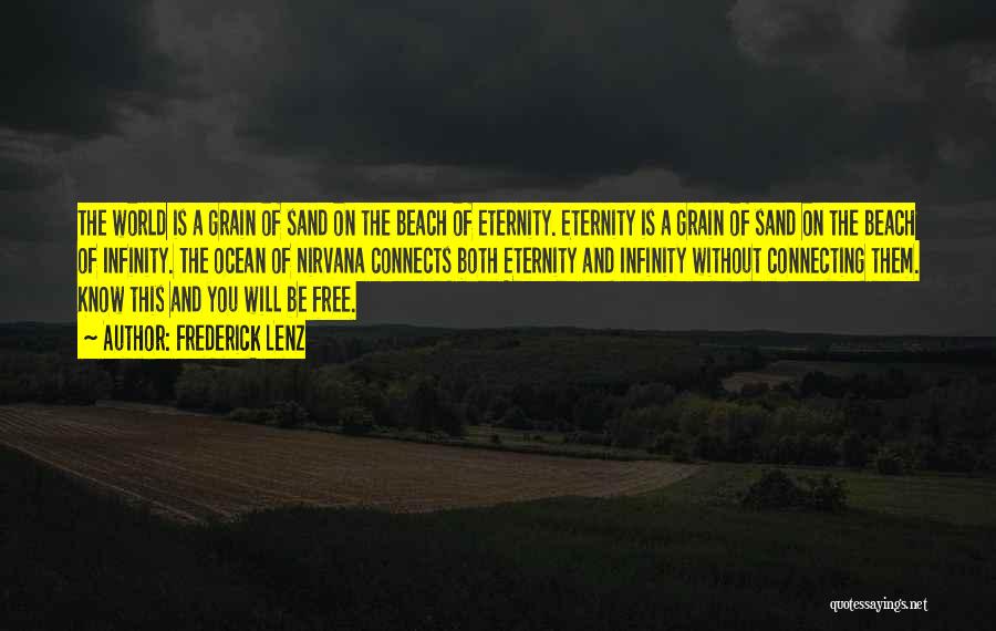 Frederick Lenz Quotes: The World Is A Grain Of Sand On The Beach Of Eternity. Eternity Is A Grain Of Sand On The