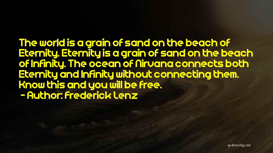 Frederick Lenz Quotes: The World Is A Grain Of Sand On The Beach Of Eternity. Eternity Is A Grain Of Sand On The