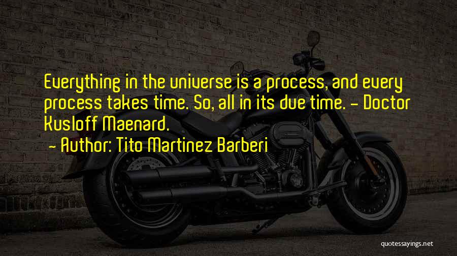 Tito Martinez Barberi Quotes: Everything In The Universe Is A Process, And Every Process Takes Time. So, All In Its Due Time. - Doctor