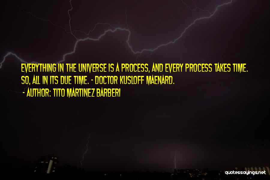 Tito Martinez Barberi Quotes: Everything In The Universe Is A Process, And Every Process Takes Time. So, All In Its Due Time. - Doctor