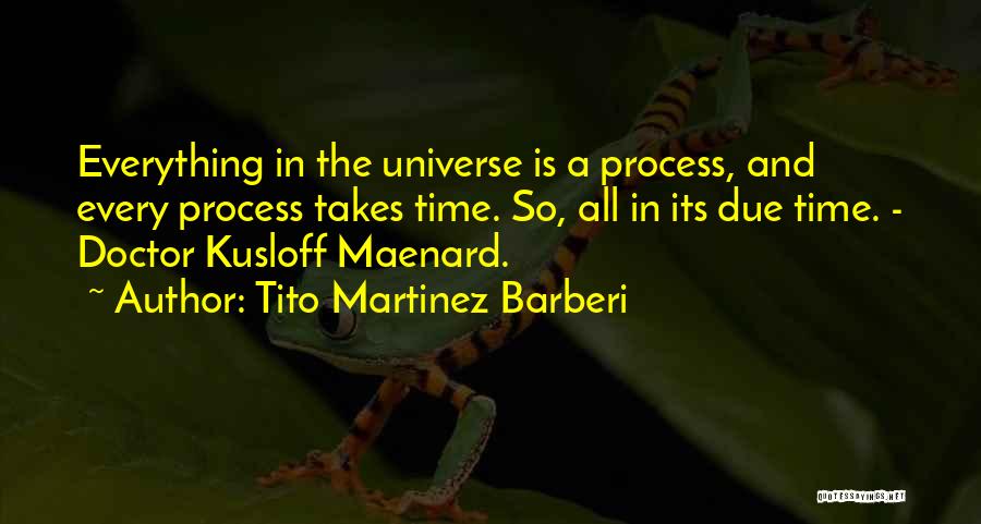 Tito Martinez Barberi Quotes: Everything In The Universe Is A Process, And Every Process Takes Time. So, All In Its Due Time. - Doctor