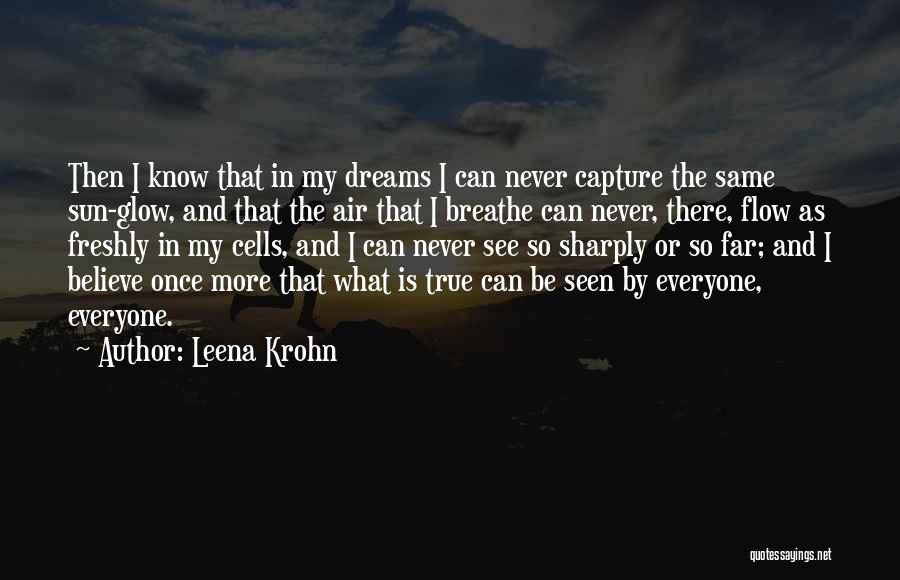 Leena Krohn Quotes: Then I Know That In My Dreams I Can Never Capture The Same Sun-glow, And That The Air That I