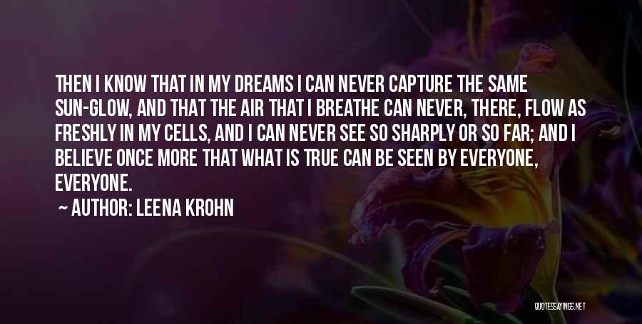 Leena Krohn Quotes: Then I Know That In My Dreams I Can Never Capture The Same Sun-glow, And That The Air That I
