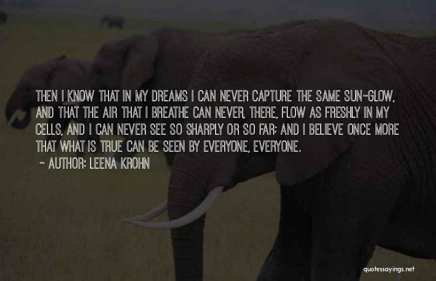 Leena Krohn Quotes: Then I Know That In My Dreams I Can Never Capture The Same Sun-glow, And That The Air That I