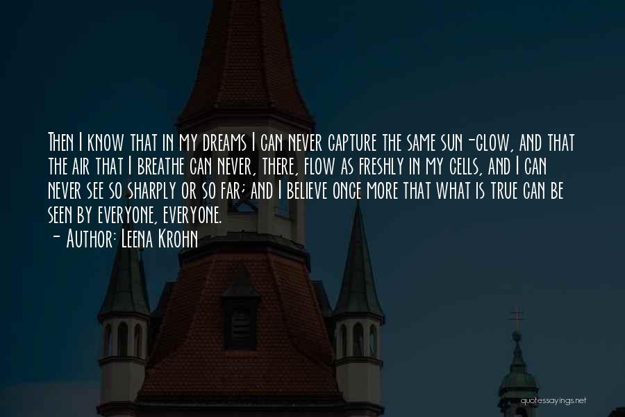 Leena Krohn Quotes: Then I Know That In My Dreams I Can Never Capture The Same Sun-glow, And That The Air That I