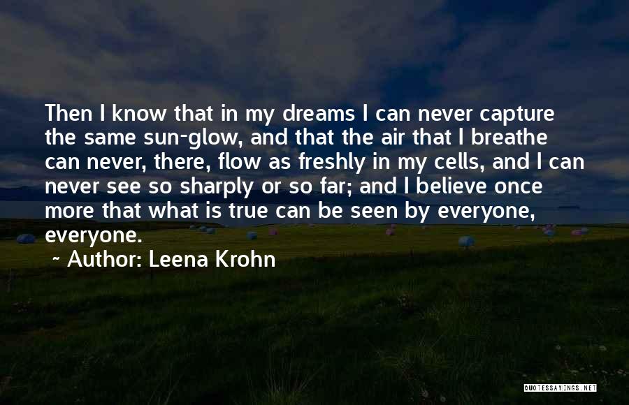 Leena Krohn Quotes: Then I Know That In My Dreams I Can Never Capture The Same Sun-glow, And That The Air That I