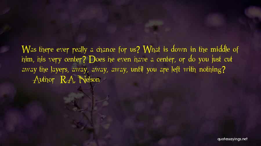 R.A. Nelson Quotes: Was There Ever Really A Chance For Us? What Is Down In The Middle Of Him, His Very Center? Does