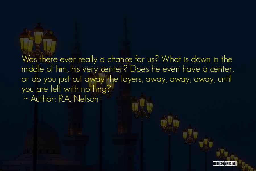 R.A. Nelson Quotes: Was There Ever Really A Chance For Us? What Is Down In The Middle Of Him, His Very Center? Does