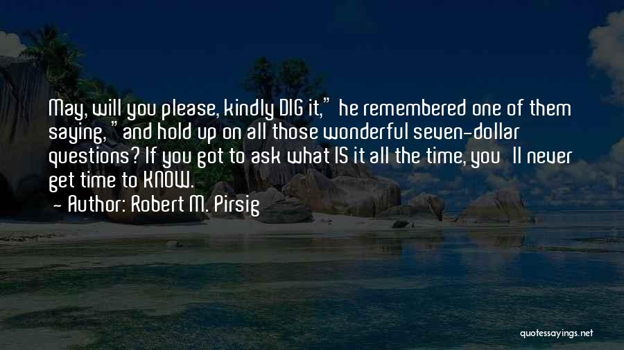 Robert M. Pirsig Quotes: May, Will You Please, Kindly Dig It, He Remembered One Of Them Saying, And Hold Up On All Those Wonderful