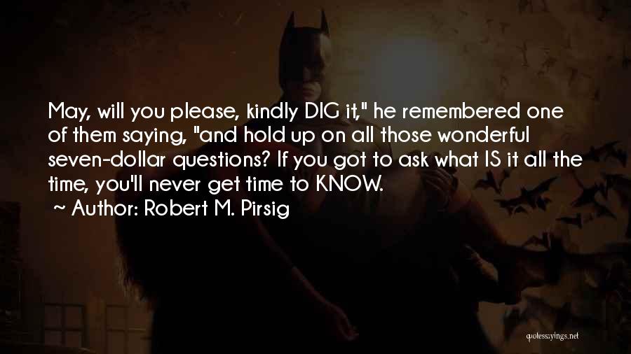 Robert M. Pirsig Quotes: May, Will You Please, Kindly Dig It, He Remembered One Of Them Saying, And Hold Up On All Those Wonderful