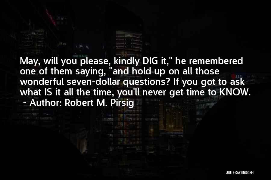 Robert M. Pirsig Quotes: May, Will You Please, Kindly Dig It, He Remembered One Of Them Saying, And Hold Up On All Those Wonderful