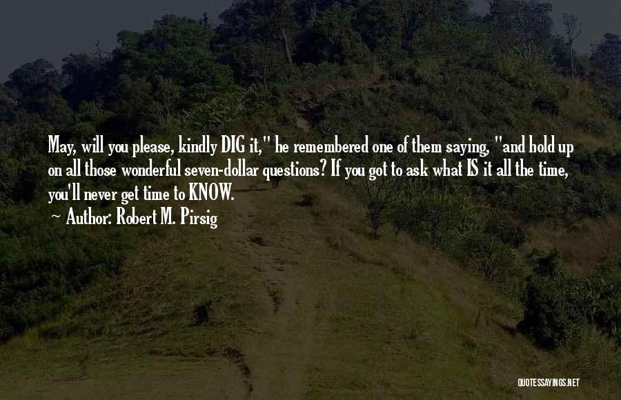 Robert M. Pirsig Quotes: May, Will You Please, Kindly Dig It, He Remembered One Of Them Saying, And Hold Up On All Those Wonderful