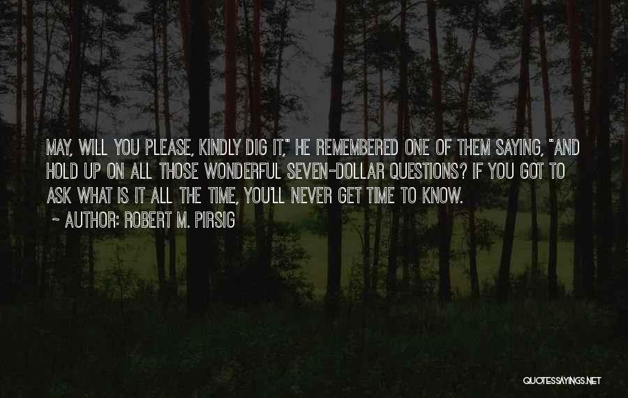 Robert M. Pirsig Quotes: May, Will You Please, Kindly Dig It, He Remembered One Of Them Saying, And Hold Up On All Those Wonderful