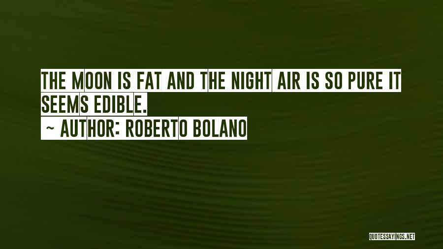 Roberto Bolano Quotes: The Moon Is Fat And The Night Air Is So Pure It Seems Edible.