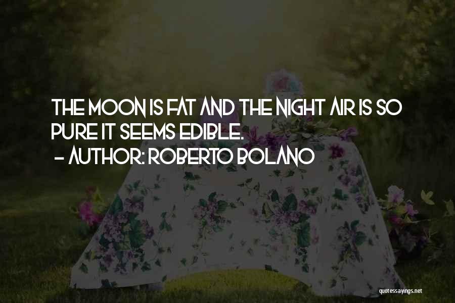 Roberto Bolano Quotes: The Moon Is Fat And The Night Air Is So Pure It Seems Edible.