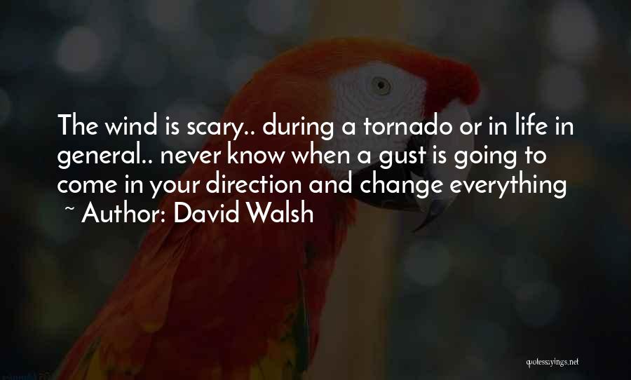 David Walsh Quotes: The Wind Is Scary.. During A Tornado Or In Life In General.. Never Know When A Gust Is Going To