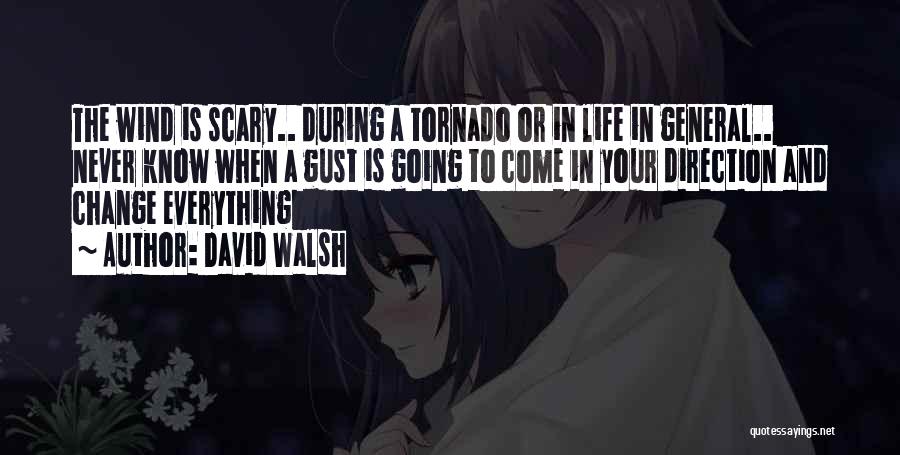 David Walsh Quotes: The Wind Is Scary.. During A Tornado Or In Life In General.. Never Know When A Gust Is Going To