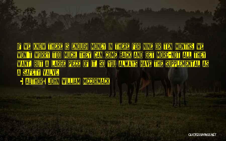 John William McCormack Quotes: If We Know There Is Enough Money In There For Nine Or Ten Months, We Won't Worry Too Much. They