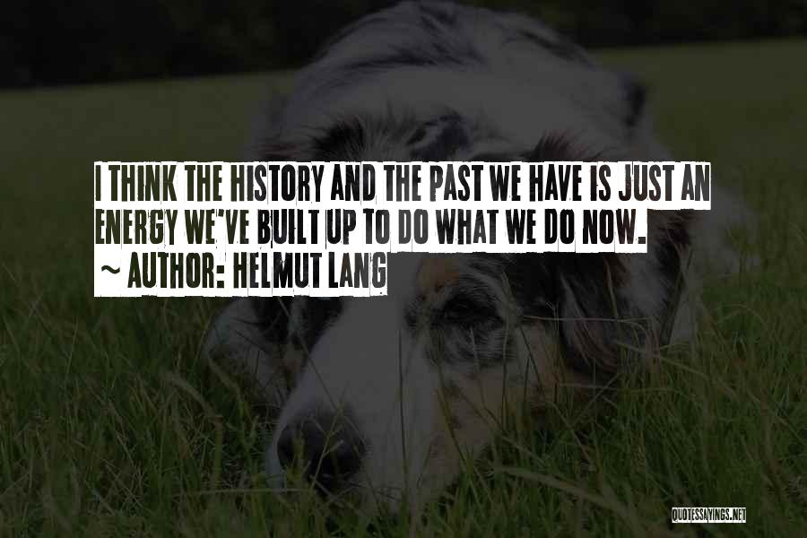 Helmut Lang Quotes: I Think The History And The Past We Have Is Just An Energy We've Built Up To Do What We