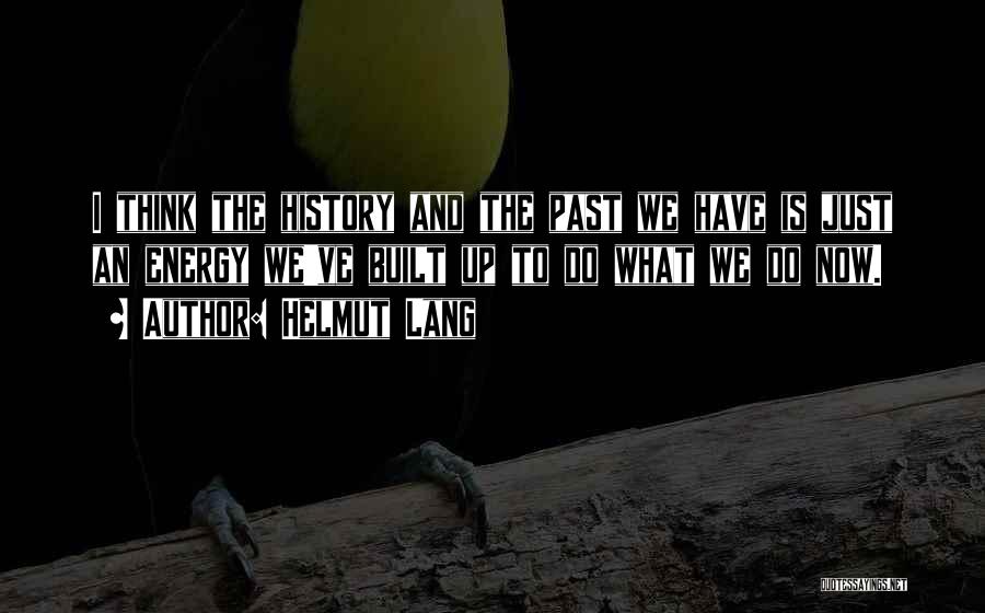 Helmut Lang Quotes: I Think The History And The Past We Have Is Just An Energy We've Built Up To Do What We