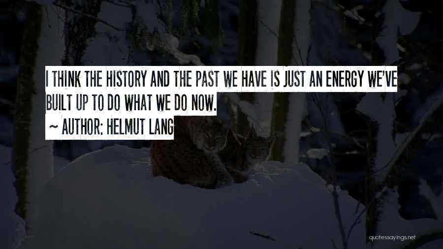 Helmut Lang Quotes: I Think The History And The Past We Have Is Just An Energy We've Built Up To Do What We