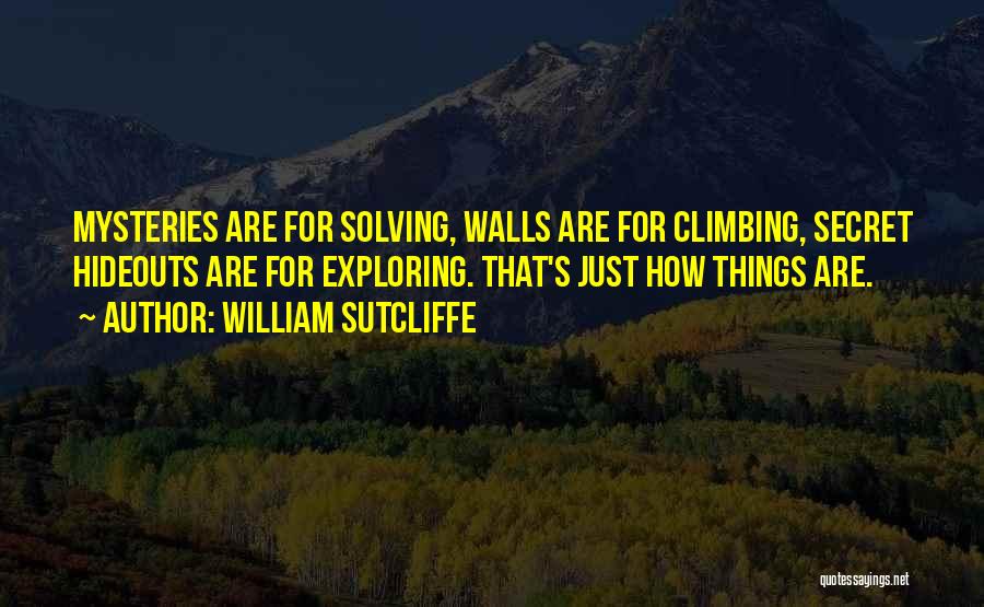 William Sutcliffe Quotes: Mysteries Are For Solving, Walls Are For Climbing, Secret Hideouts Are For Exploring. That's Just How Things Are.