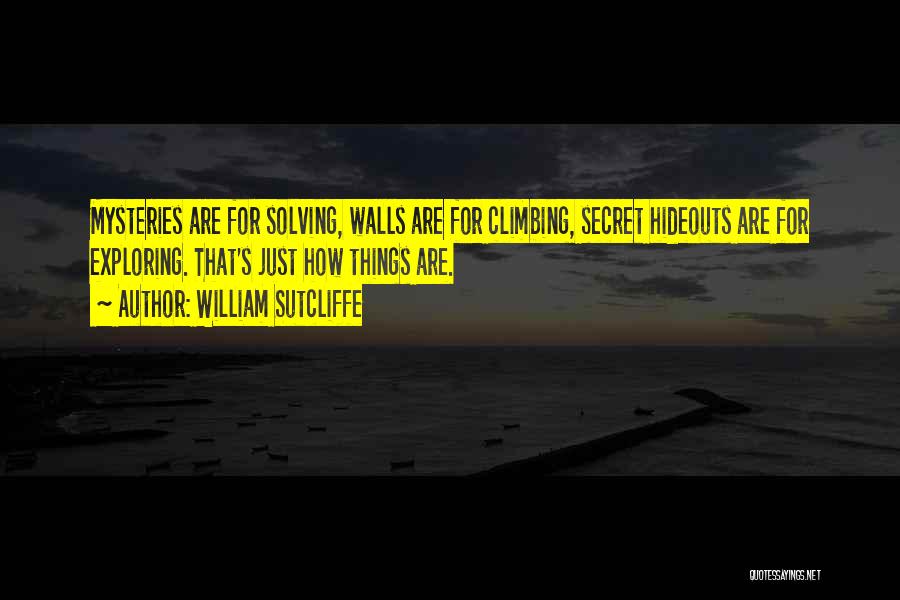 William Sutcliffe Quotes: Mysteries Are For Solving, Walls Are For Climbing, Secret Hideouts Are For Exploring. That's Just How Things Are.