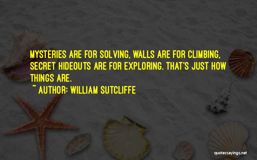 William Sutcliffe Quotes: Mysteries Are For Solving, Walls Are For Climbing, Secret Hideouts Are For Exploring. That's Just How Things Are.