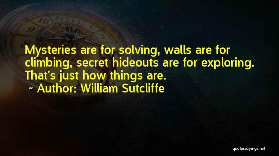 William Sutcliffe Quotes: Mysteries Are For Solving, Walls Are For Climbing, Secret Hideouts Are For Exploring. That's Just How Things Are.