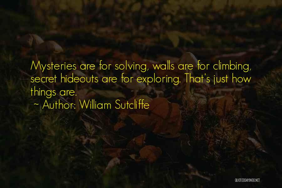 William Sutcliffe Quotes: Mysteries Are For Solving, Walls Are For Climbing, Secret Hideouts Are For Exploring. That's Just How Things Are.